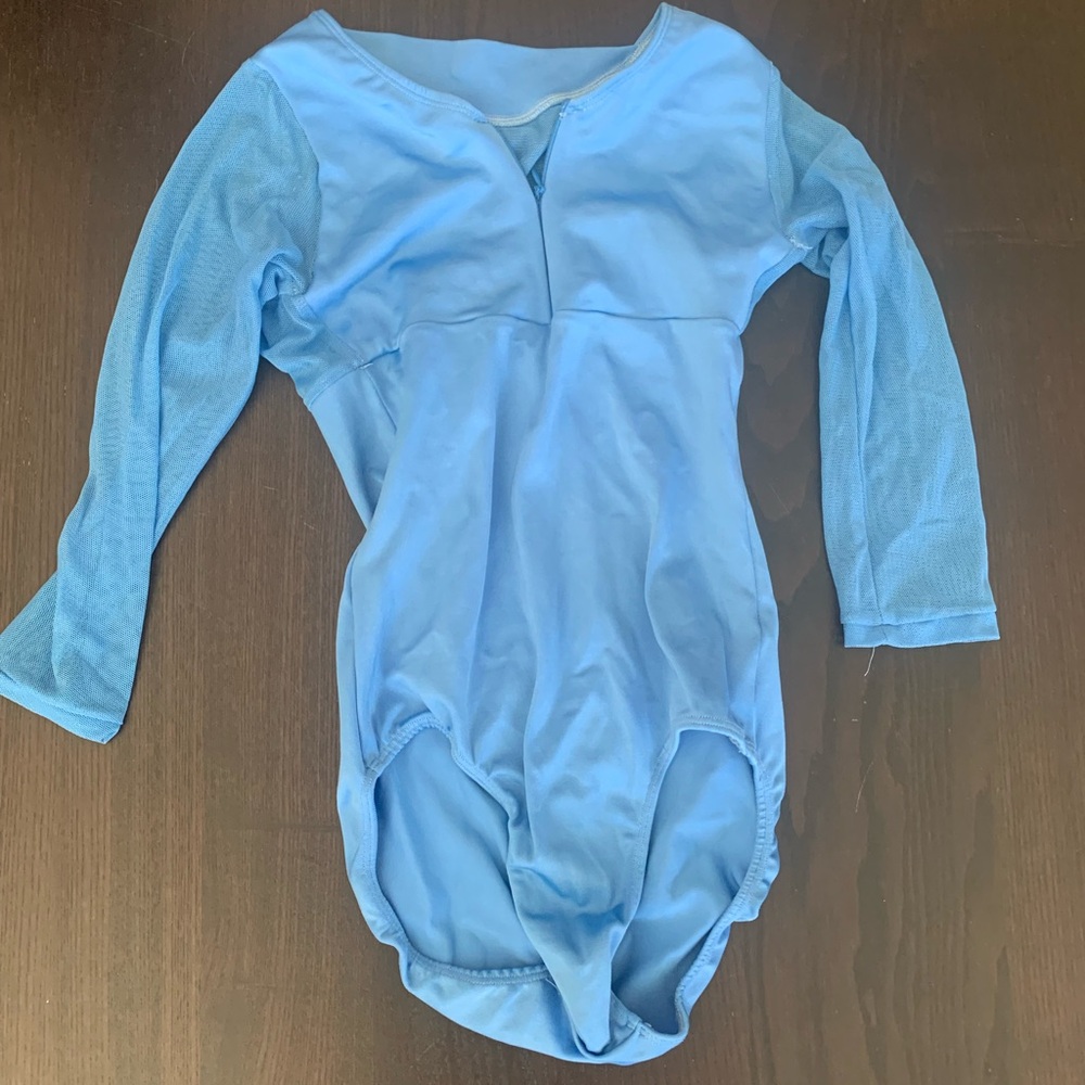 Class In Blue zip mesh Leotard, Adult Petite